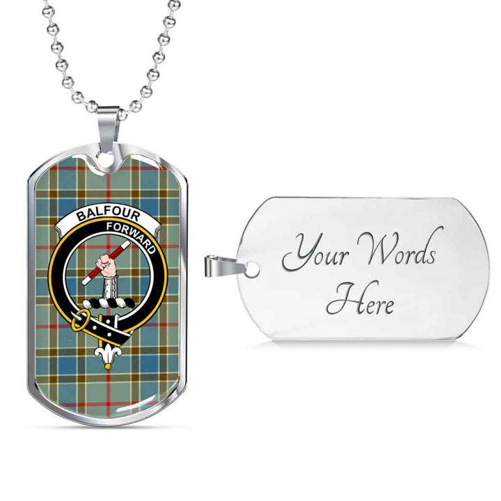 Scottish Balfour Clan Crest Tartan Military Dog Tag Necklace Tartan Plaid 3