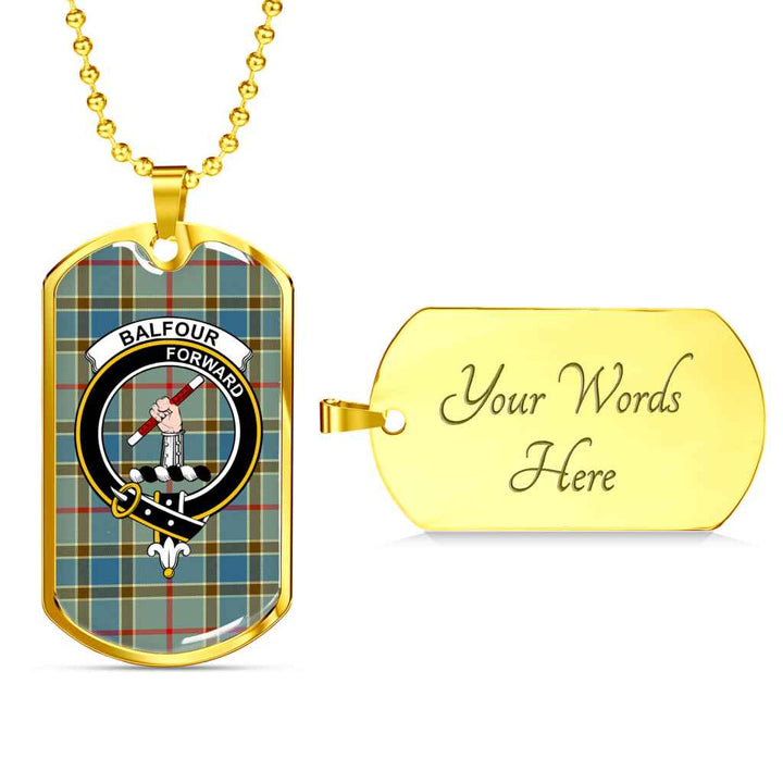 Scottish Balfour Clan Crest Tartan Military Dog Tag Necklace Tartan Plaid 4