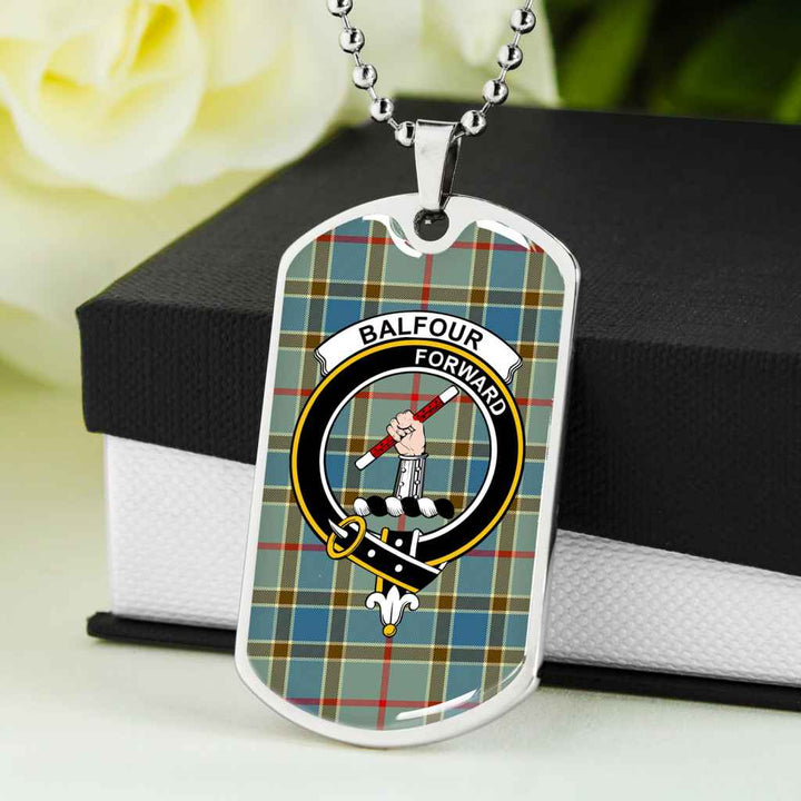 Scottish Balfour Clan Crest Tartan Military Dog Tag Necklace Tartan Plaid 5