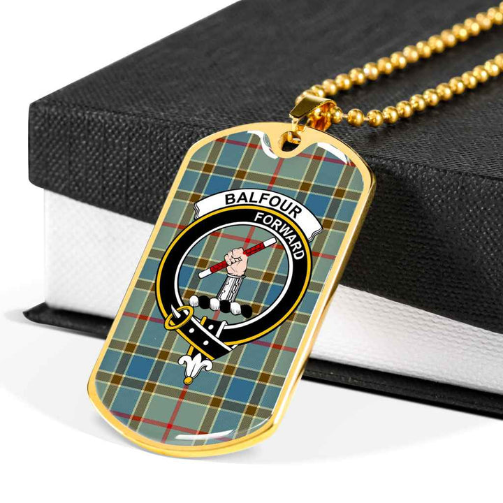 Scottish Balfour Clan Crest Tartan Military Dog Tag Necklace Tartan Plaid 6