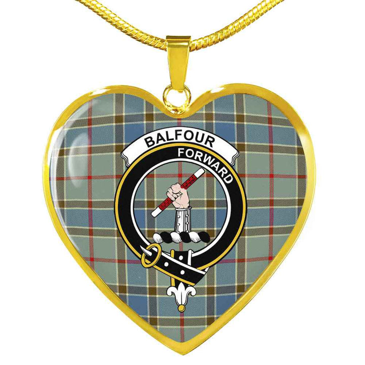 Scottish Balfour Clan Crest Tartan Necklace Heart Tartan Plaid 2
