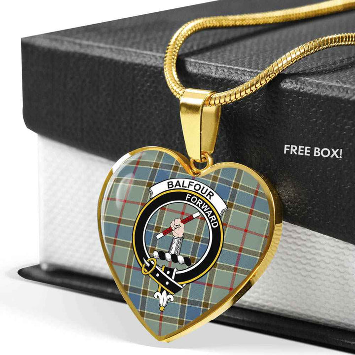 Scottish Balfour Clan Crest Tartan Necklace Heart Tartan Plaid 6