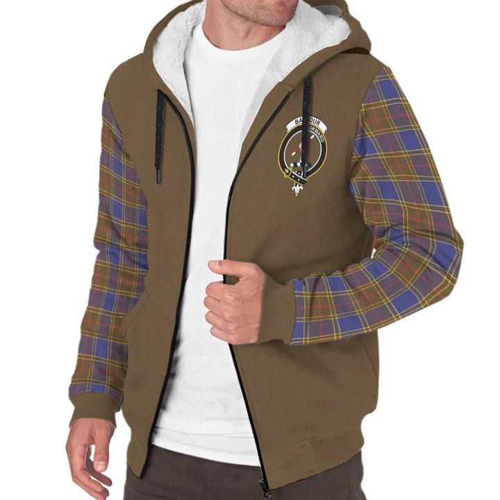 Scottish Balfour Clan Crest Tartan Plaid Sleeve Sherpa Hoodie