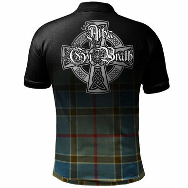 Scottish Balfour Clan Crest Tartan Polo Shirt - Alba Gu Brath Family Crest Celtic Inspired Back Side Tartan Plaid