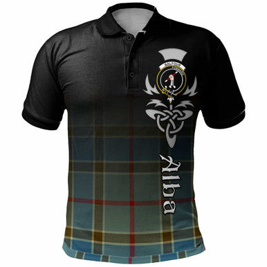 Scottish Balfour Clan Crest Tartan Polo Shirt - Alba Gu Brath Family Crest Celtic Inspired Front Side Tartan Plaid