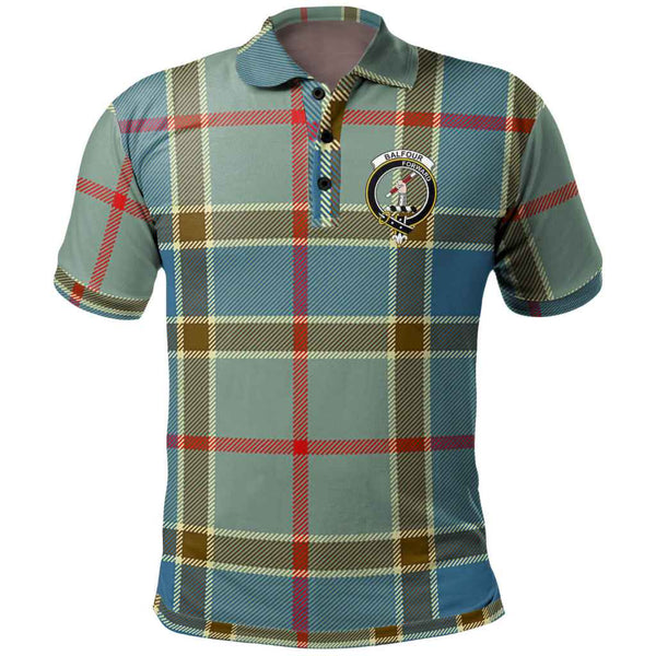 Scottish Balfour Clan Crest Tartan Polo Shirt Front Side Tartan Plaid