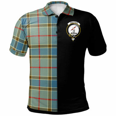 Scottish Balfour Clan Crest Tartan Polo Shirt - Half in Me Front Side Tartan Plaid