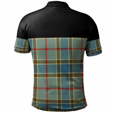 Scottish Balfour Clan Crest Tartan Polo Shirt - Horizontal Style Back Side Tartan Plaid