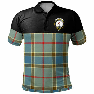 Scottish Balfour Clan Crest Tartan Polo Shirt - Horizontal Style Front Side Tartan Plaid