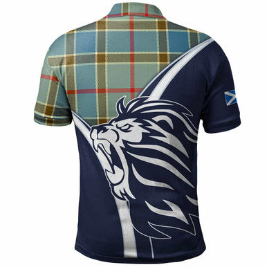 Scottish Balfour Clan Crest Tartan Polo Shirt - Scottish Flag With Lion Back Side Tartan Plaid