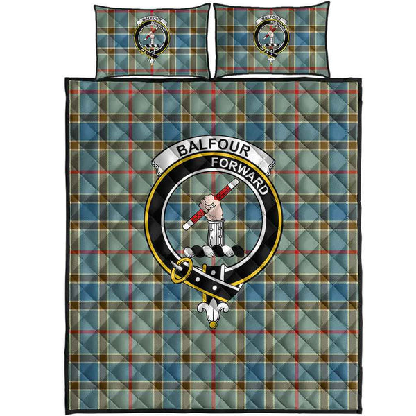 Scottish Balfour Clan Crest Tartan Quilt Bed Set Tartan Plaid 1