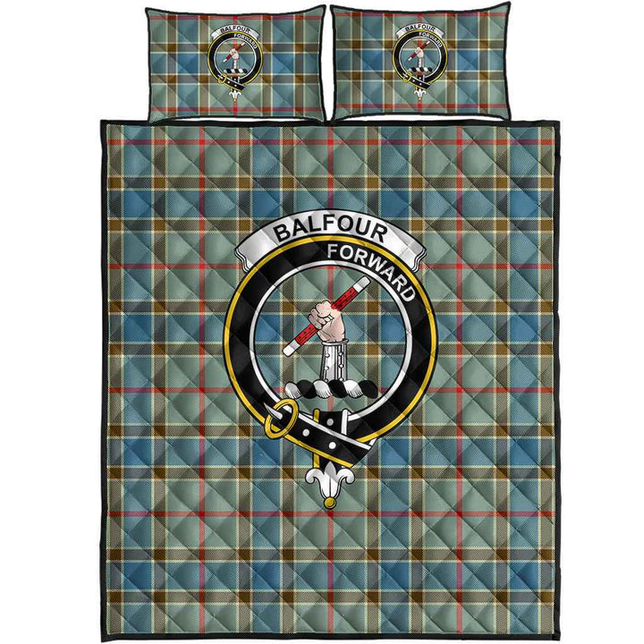 Scottish Balfour Clan Crest Tartan Quilt Bed Set Tartan Plaid 1