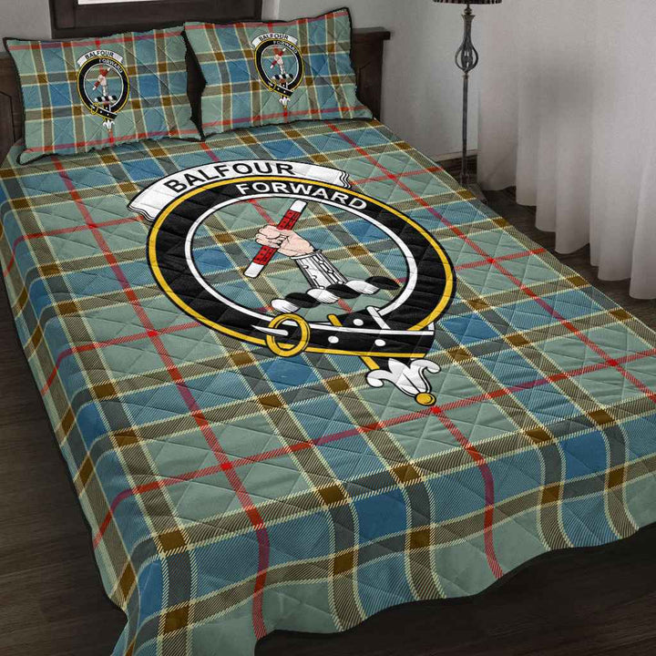 Scottish Balfour Clan Crest Tartan Quilt Bed Set Tartan Plaid 2