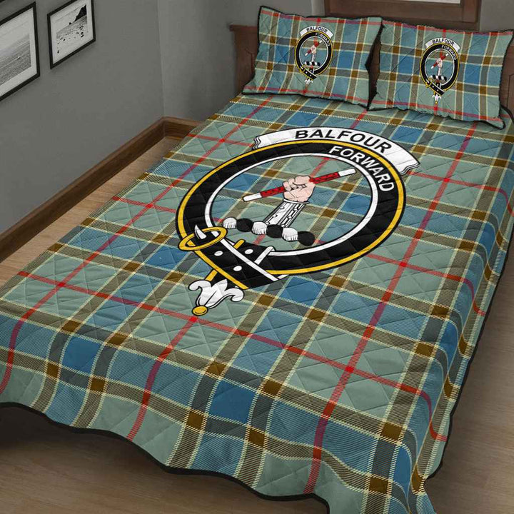 Scottish Balfour Clan Crest Tartan Quilt Bed Set Tartan Plaid 3