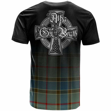 Scottish Balfour Clan Crest Tartan T-Shirt - Alba Gu Brath Family Crest Celtic Inspired Back Side Tartan Plaid