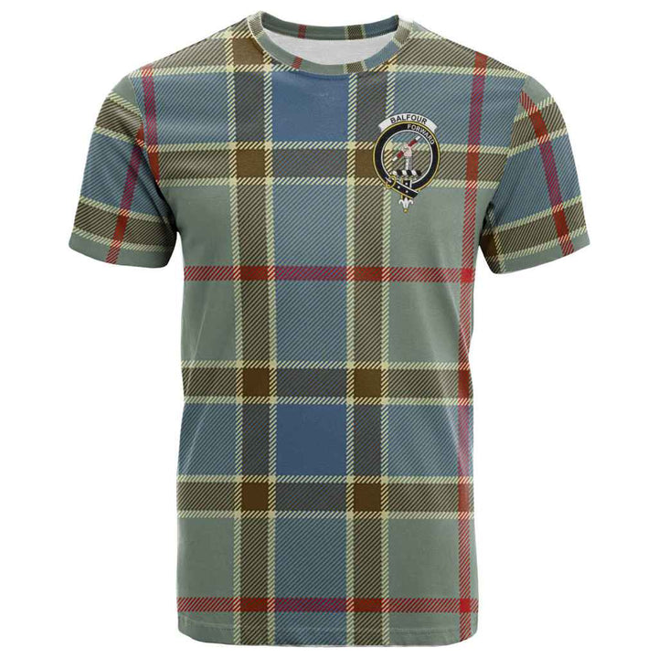 Scottish Balfour Clan Crest Tartan T-Shirt Front Side Tartan Plaid