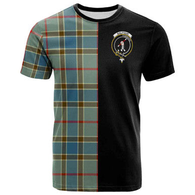 Scottish Balfour Clan Crest Tartan T-Shirt Half in Me Front Side Tartan Plaid