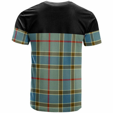 Scottish Balfour Clan Crest Tartan T-Shirt - Horizontal Style Back Side Tartan Plaid