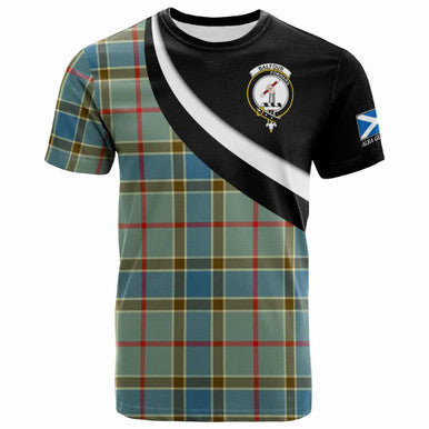 Scottish Balfour Clan Crest Tartan T-Shirt - Scotland Forever Style Front Side Tartan Plaid