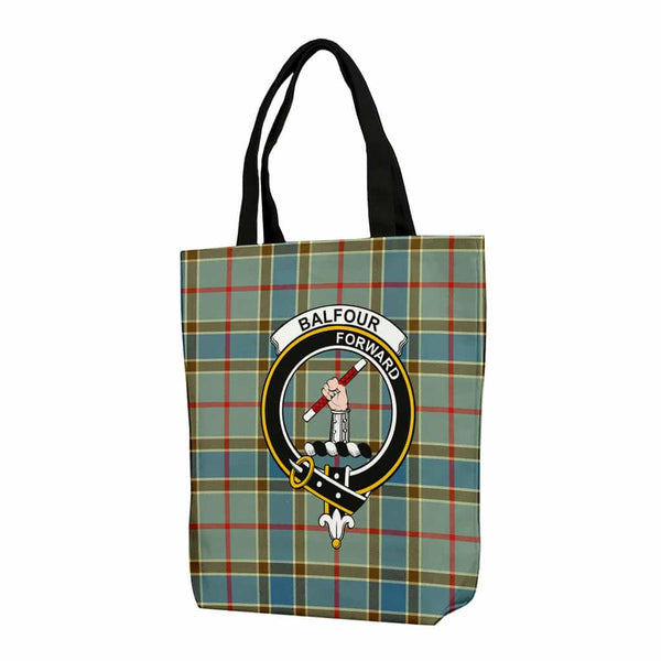 Scottish Balfour Clan Crest Tartan Canvas Bag With Shoulder Strap Tartan Plaid 1
