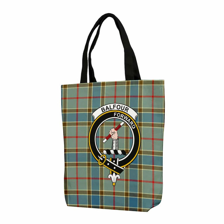 Scottish Balfour Clan Crest Tartan Canvas Bag With Shoulder Strap Tartan Plaid 1