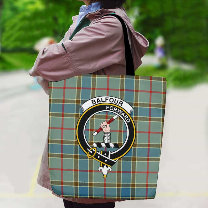 Scottish Balfour Clan Crest Tartan Canvas Bag With Shoulder Strap Tartan Plaid 2
