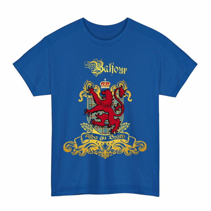 Scottish Balfour Clan Tartan Lion Rampant of Scotland T-Shirt Tartan Plaid Royal Color