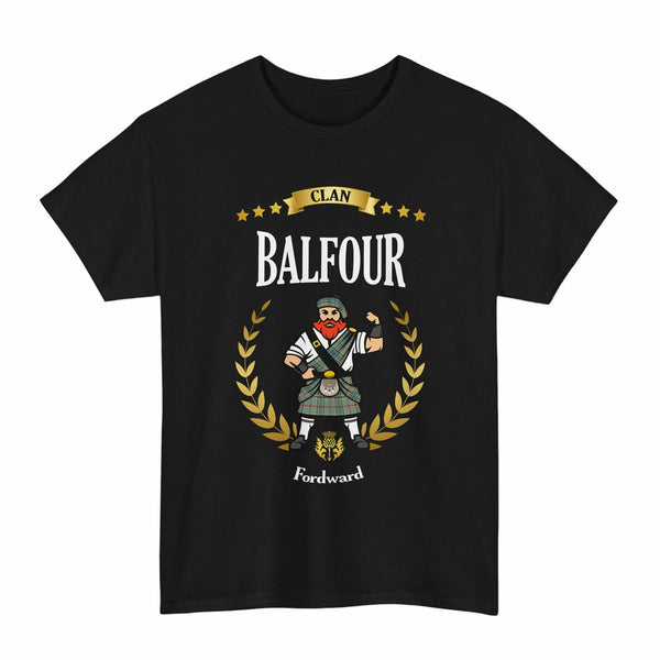 Scottish Balfour Clan Tartan T-Shirt - Motto Scotsman Tartan Plaid Black Color
