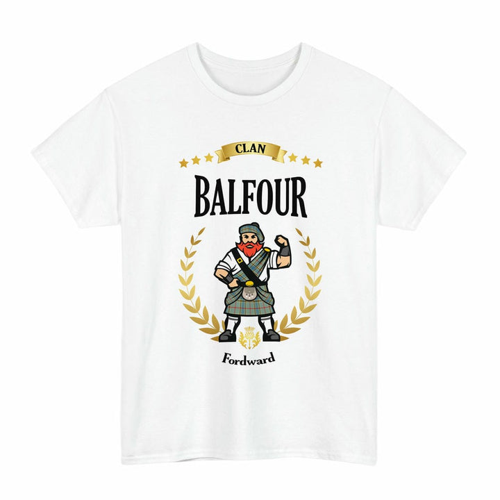 Scottish Balfour Clan Tartan T-Shirt - Motto Scotsman Tartan Plaid White Color