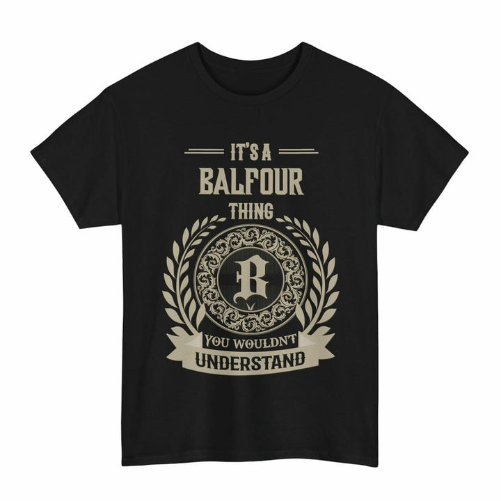 Scottish Balfour Clan Tartan T-Shirt - Vintage Family Name Tartan Plaid Black Color