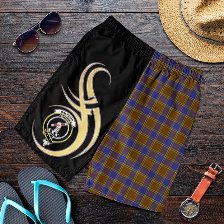 Scottish Balfour Modern Clan Crest Tartan Believe in Me Men's Shorts