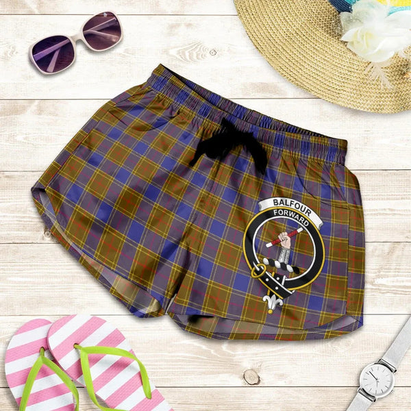 Scottish Balfour Modern Clan Crest Tartan Women Shorts