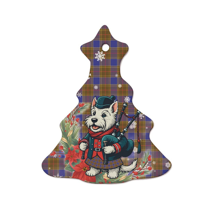 Scottish Balfour Modern Clan Tartan Ceramic Ornament Cute Scottish Terrier Dog Tree Style Tartan Plaid