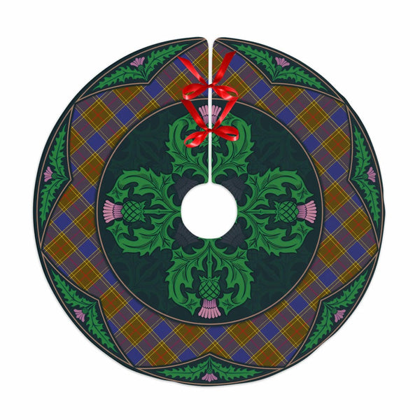 Scottish Balfour Modern Clan Tartan Christmas Tree Skirt Old Scottish Thistle Flower No Tassels Tartan Plaid 1
