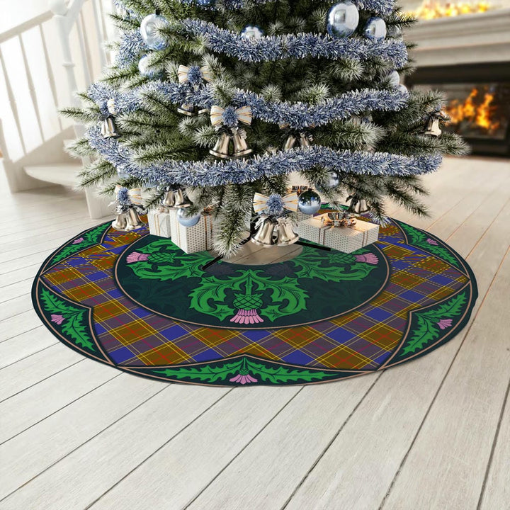 Scottish Balfour Modern Clan Tartan Christmas Tree Skirt Old Scottish Thistle Flower No Tassels Tartan Plaid 3