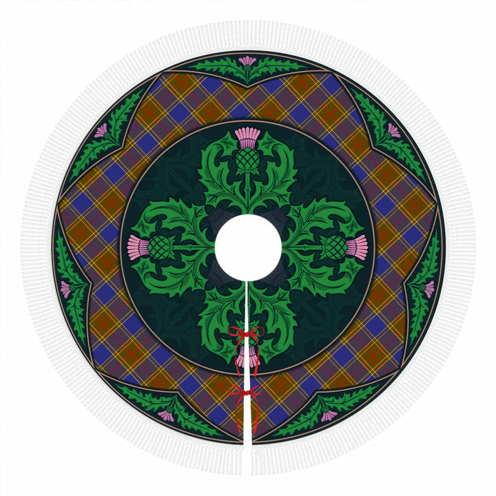 Scottish Balfour Modern Clan Tartan Christmas Tree Skirt Old Scottish Thistle Flower Tassels Tartan Plaid 1