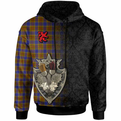 Scottish Balfour Modern Clan Tartan Hoodie - Half Thistle Flowers Celtic Design Front Side Tartan Plaid