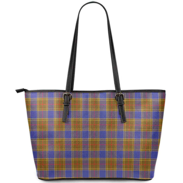 Scottish Balfour Modern Clan Tartan Leather Tote Tartan Plaid