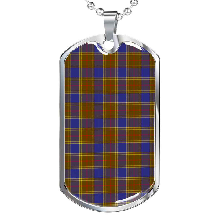 Scottish Balfour Modern Clan Tartan Military Dog Tag Necklace Tartan Plaid
