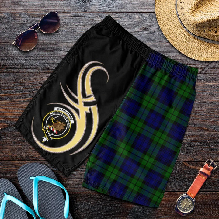 Scottish Bannatyne Clan Crest Tartan Believe in Me Men's Shorts