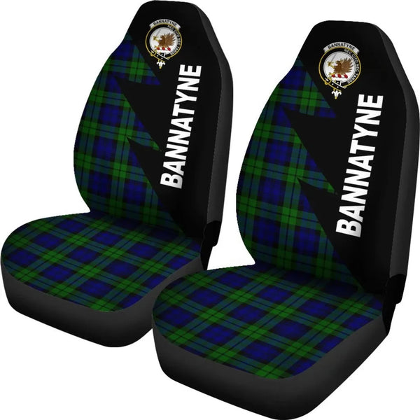 Scottish Bannatyne Clan Crest Tartan Car Seat Covers - Flash Style 2