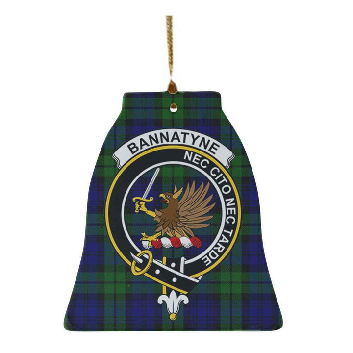 Scottish Bannatyne Clan Crest Tartan Ceramic Ornament Bell Shape Tartan Plaid