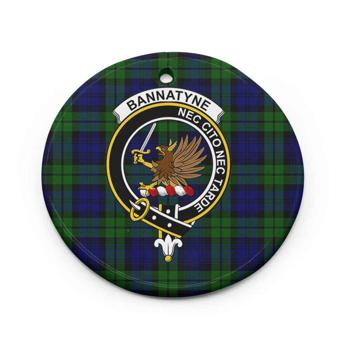 Scottish Bannatyne Clan Crest Tartan Ceramic Ornament Circle Shape Tartan Plaid