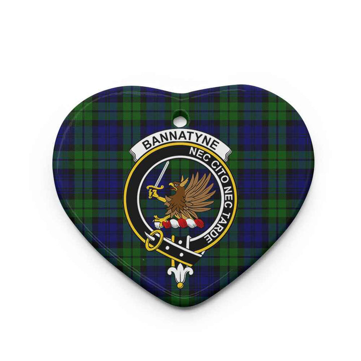 Scottish Bannatyne Clan Crest Tartan Ceramic Ornament Heart Shape Tartan Plaid