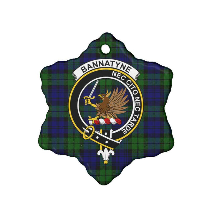 Scottish Bannatyne Clan Crest Tartan Ceramic Ornament Snow Flake Shape Tartan Plaid