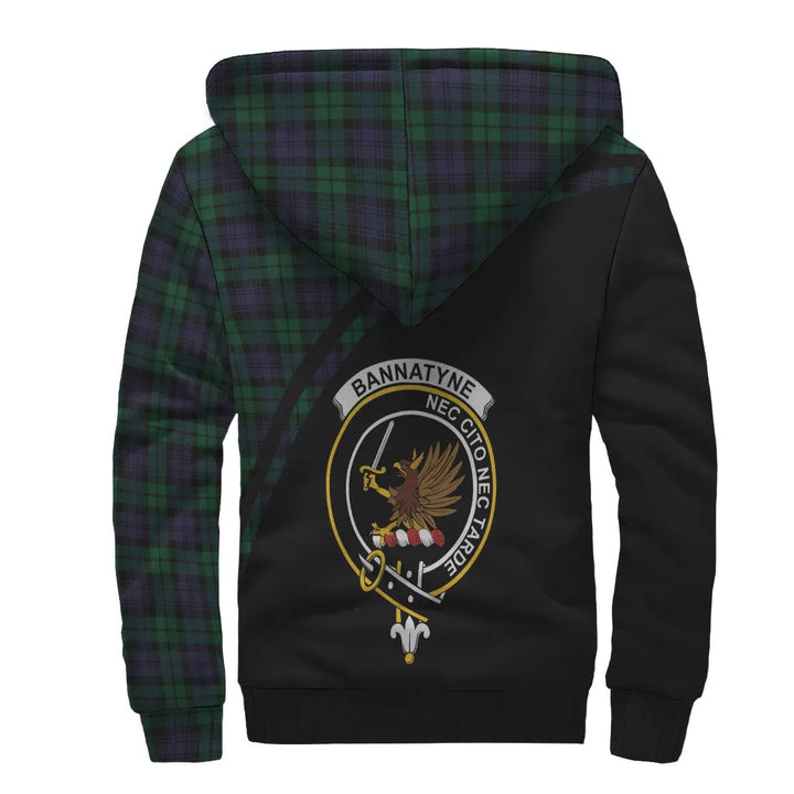 Scottish Bannatyne Clan Crest Tartan Curve Sherpa Hoodie
