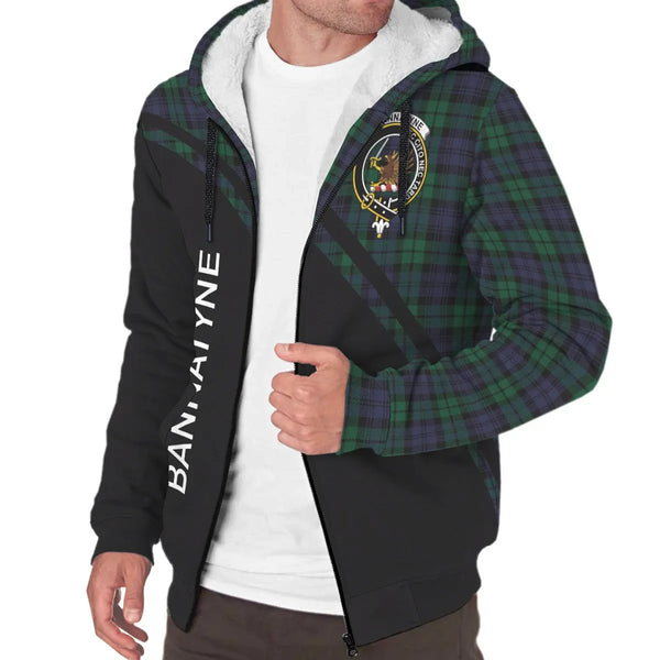 Scottish Bannatyne Clan Crest Tartan Curve Sherpa Hoodie