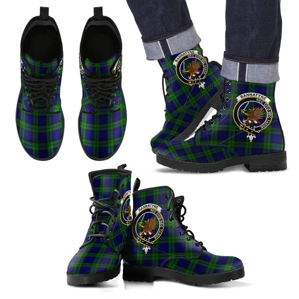 Scottish Bannatyne Clan Crest Tartan Leather Boots