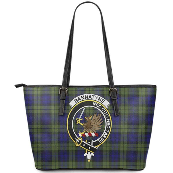 Scottish Bannatyne Clan Crest Tartan Leather Tote Tartan Plaid