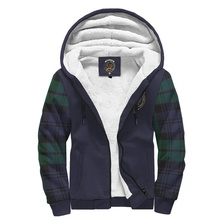 Scottish Bannatyne Clan Crest Tartan Plaid Sleeve Sherpa Hoodie
